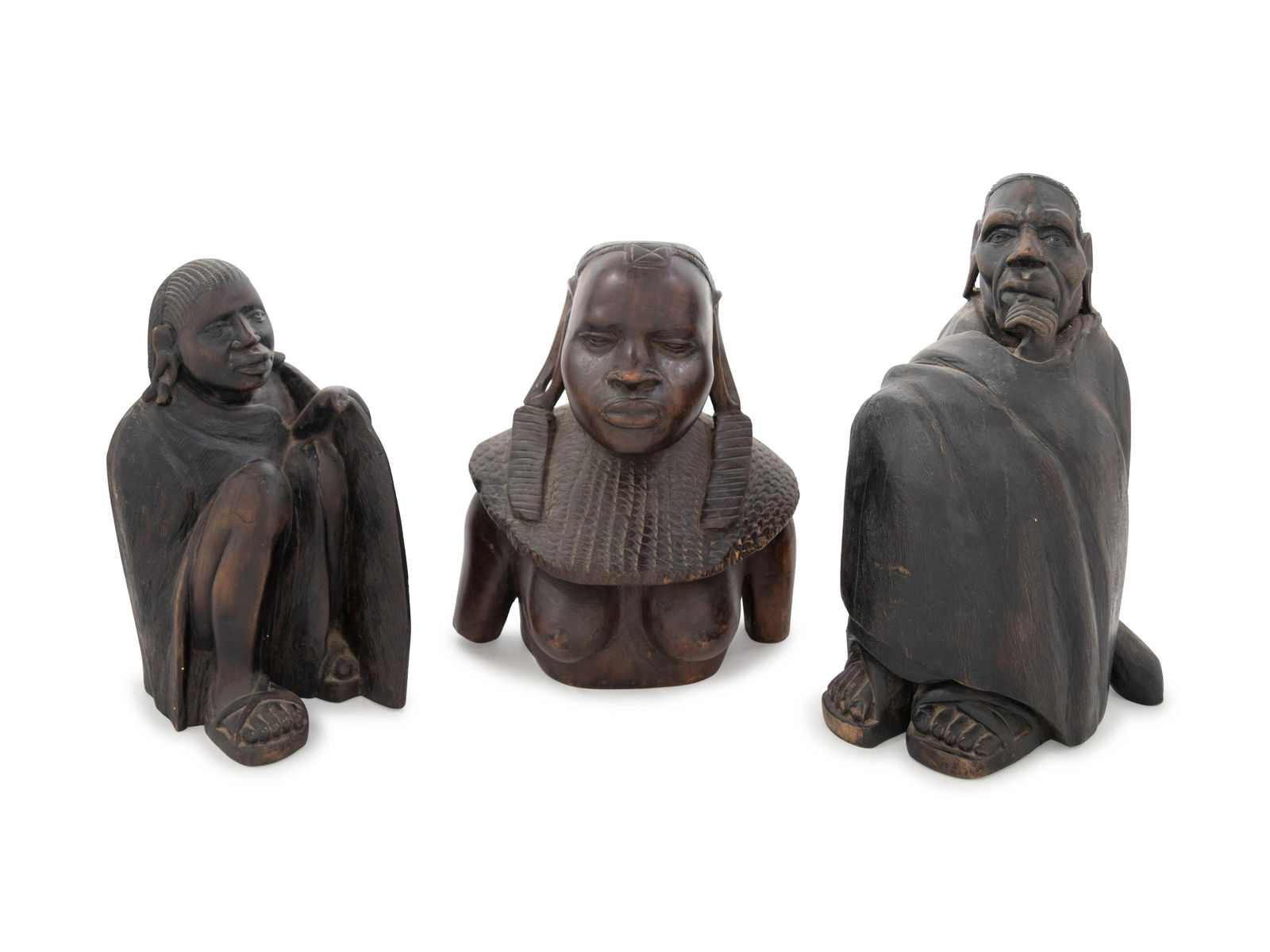 Three African Carved Wood Figures (1 of 2)