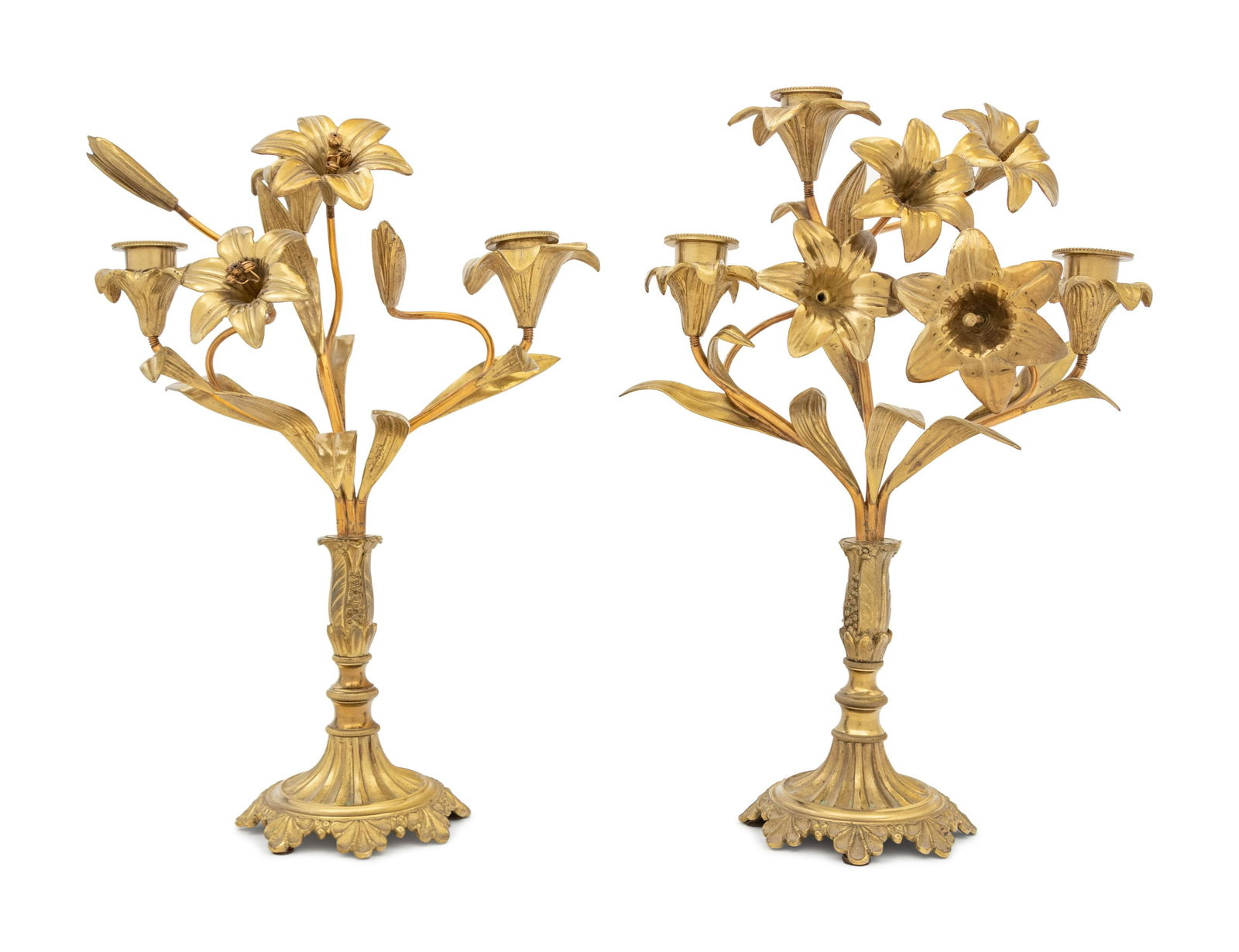 A Pair of Victorian Brass Three-Light Candelabra (1 of 2)