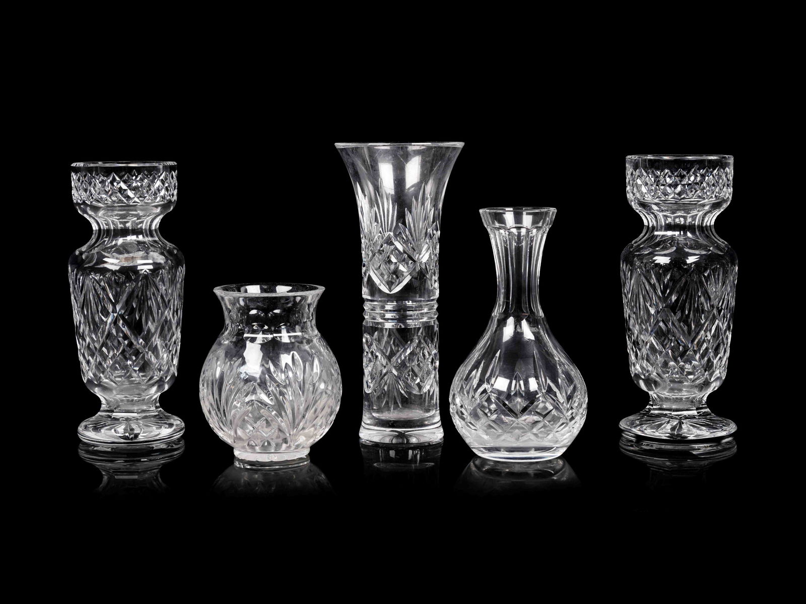Five Waterford Cut Glass Vases (1 of 1)