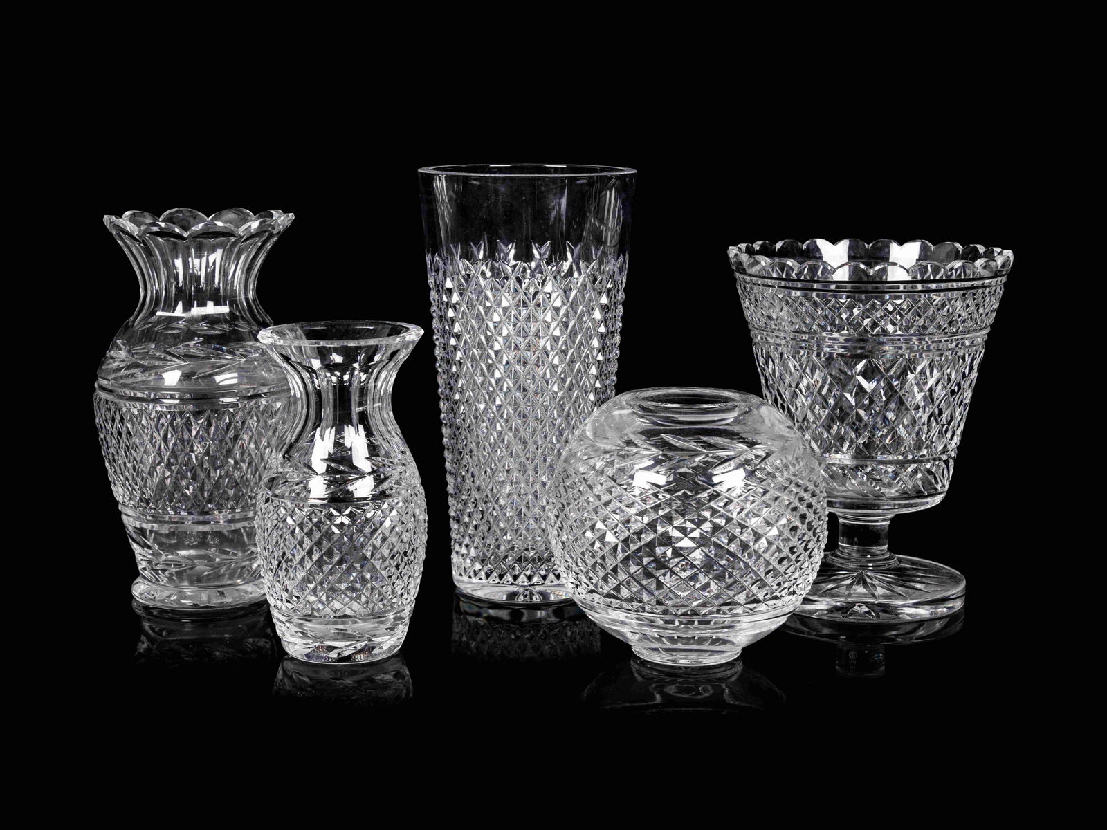 Five Waterford Cut Glass Vases (1 of 1)