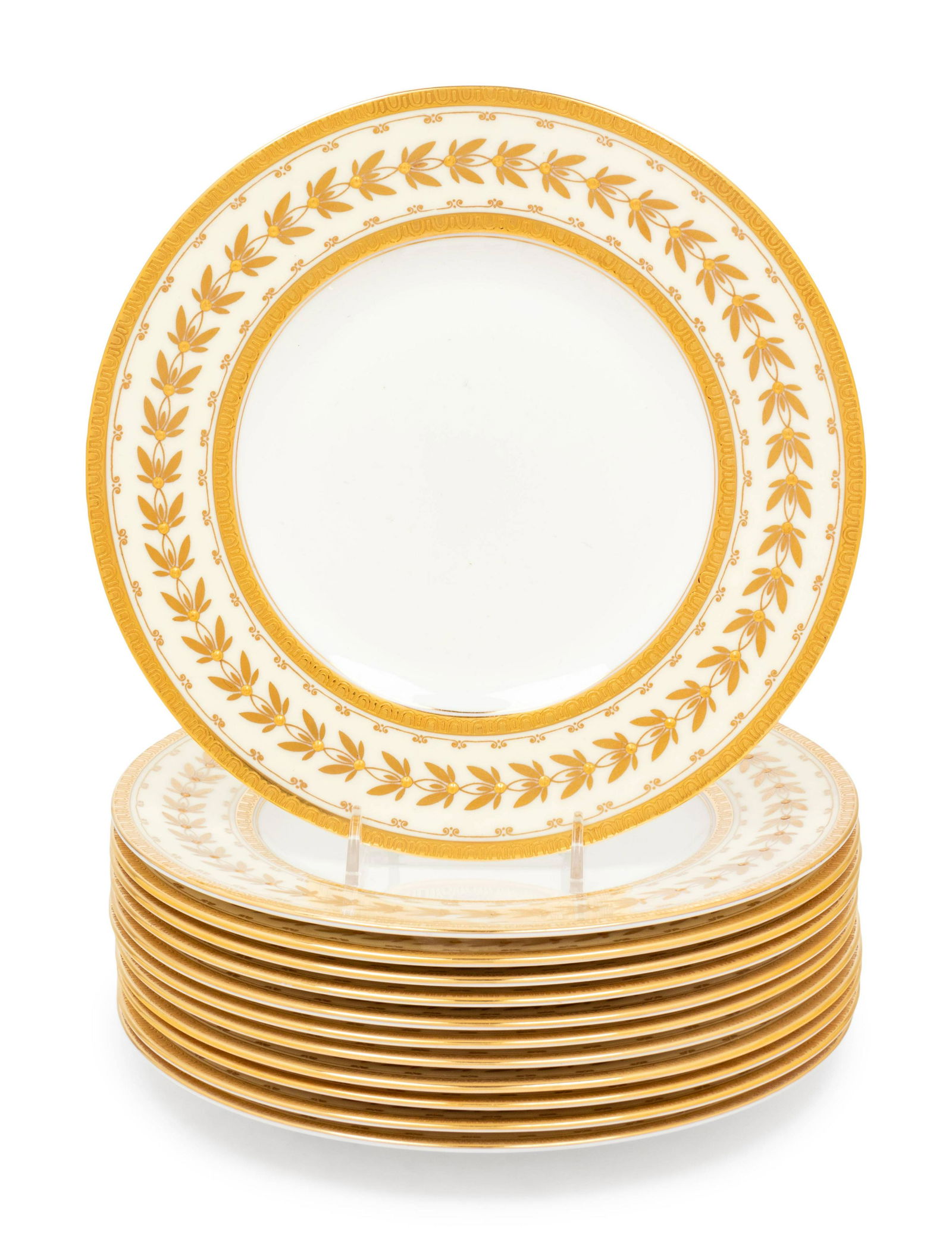 A Set of Twelve Minton Parcel Gilt Porcelain Salad (1 of 2)