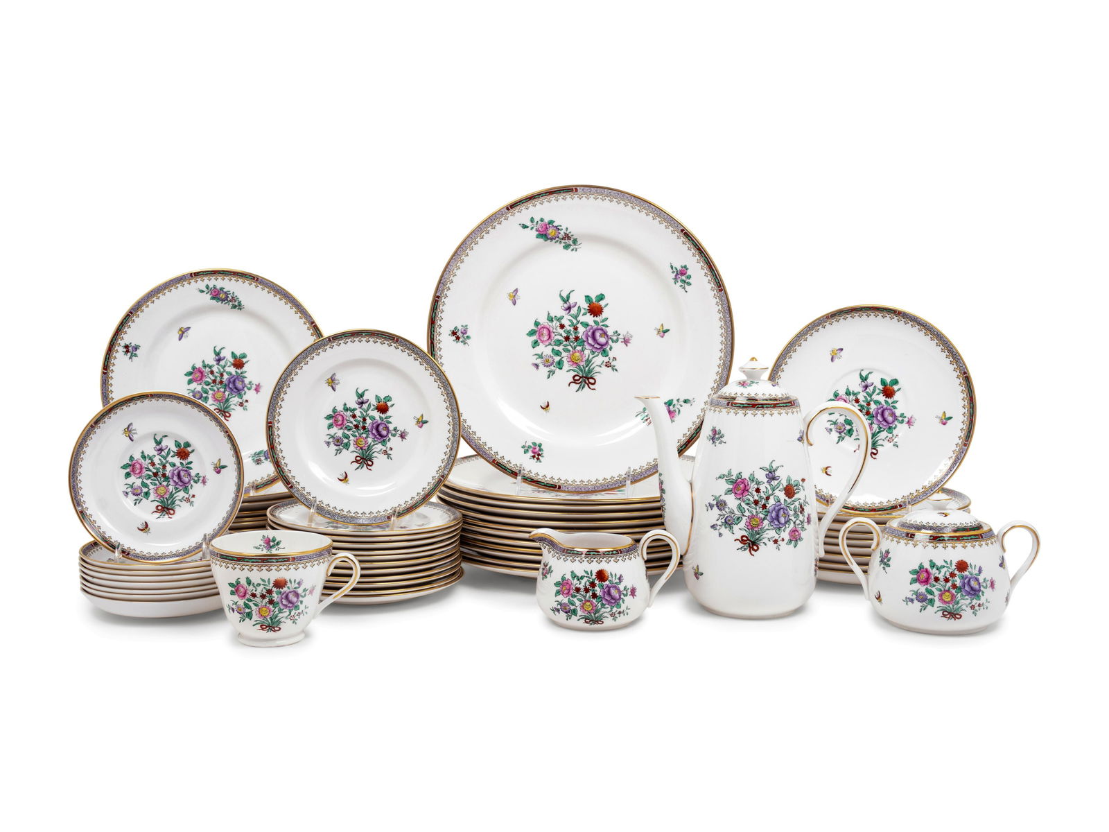 A Spode Lowestoft Flower Porcelain Luncheon Service (1 of 2)
