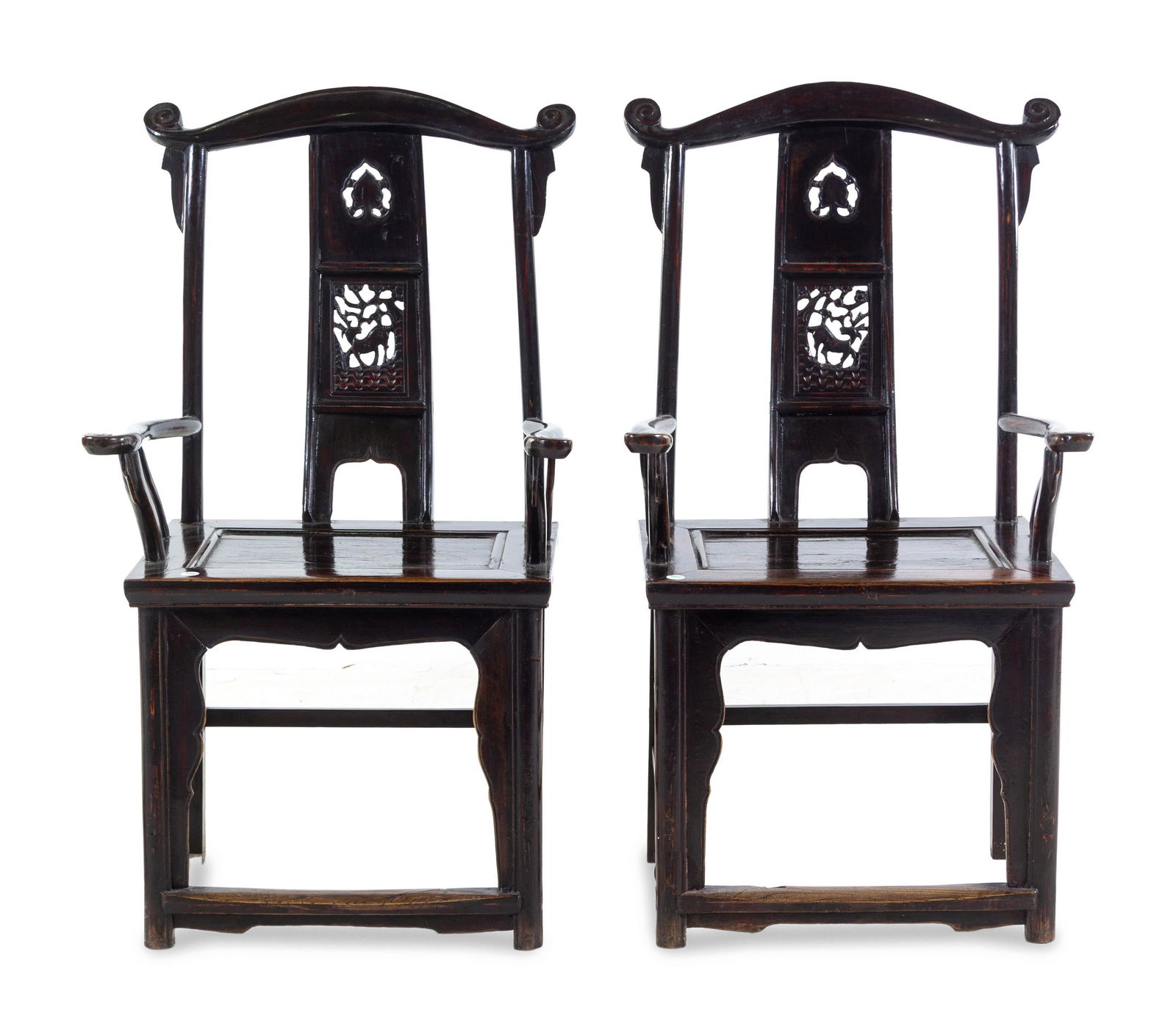 A Pair of Chinese Yoke-Back Hardwood Armchairs (1 of 2)