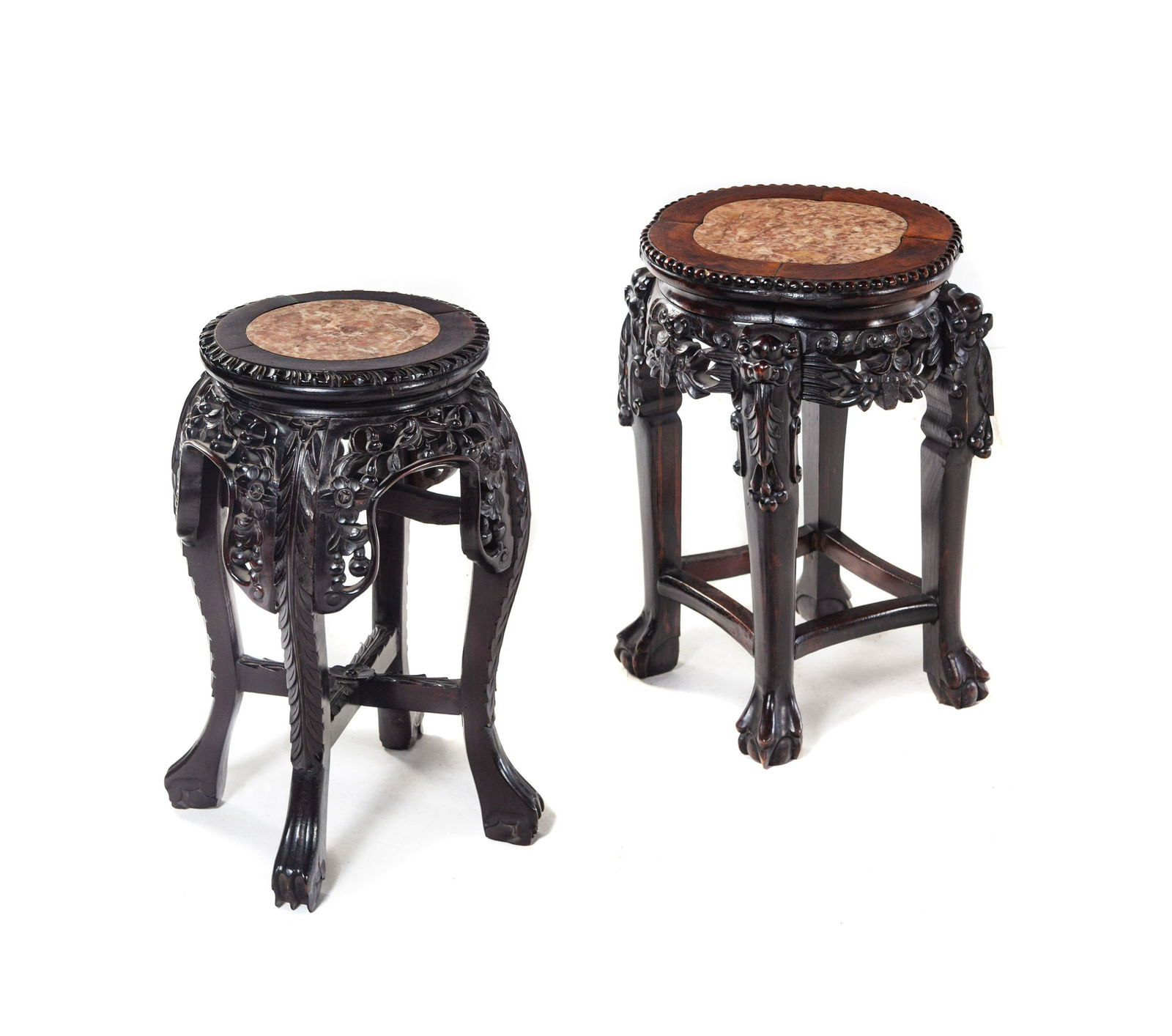 Two Chinese Marble Inset Hardwood Stands (1 of 3)