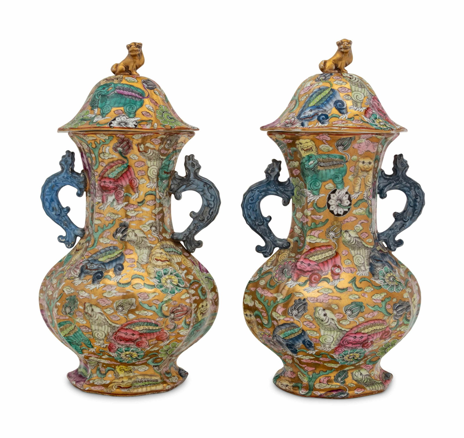 A Pair of Chinese Porcelain Covered Vases: A Pair of Chinese Porcelain Covered Vases 20th Century Height 13 1/2 inches. Property from the Estate of Norma and David McIntyre, Los Angeles, California Note: This lot is located in Chicago, Illinoi