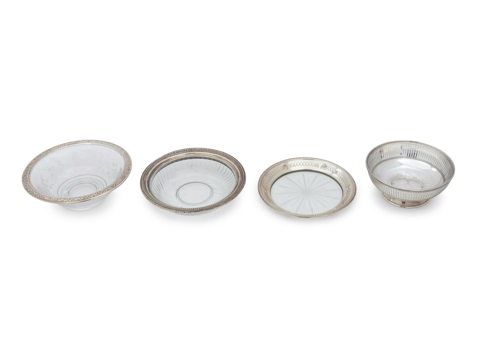 Four Silver Mounted Glass Dishes (1 of 2)