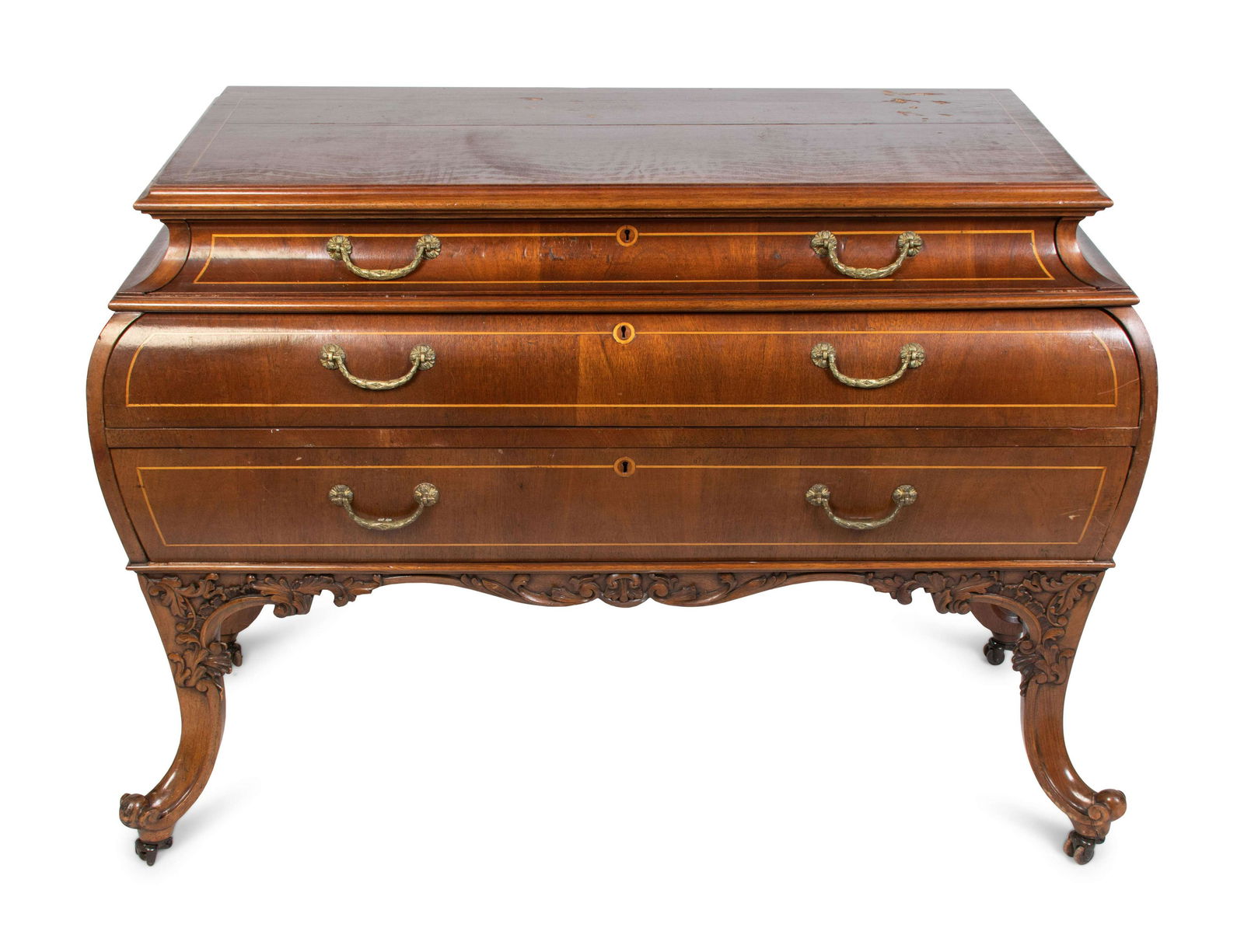 A Louis XV Style Walnut Bombe Commode (1 of 4)