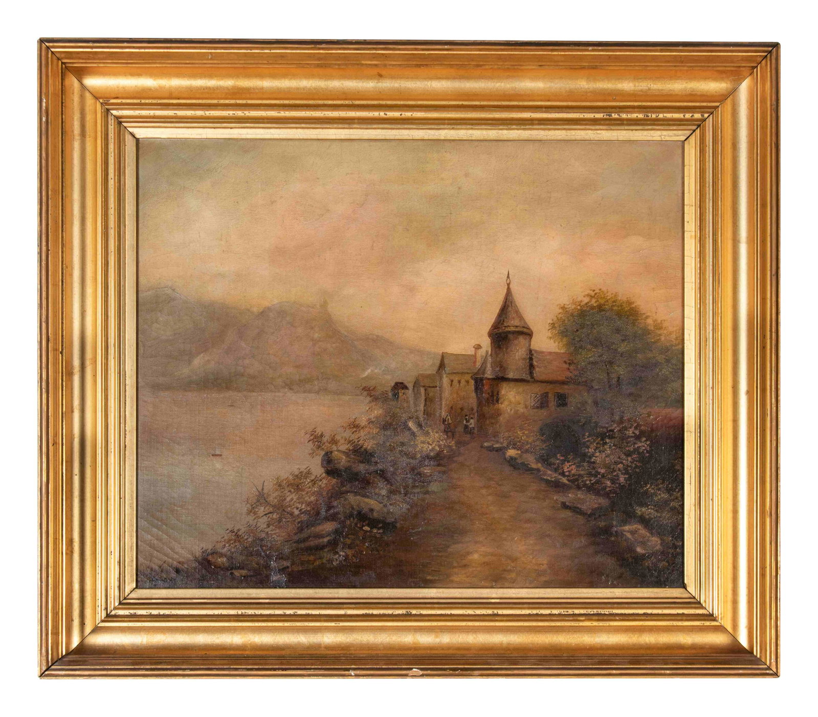 Continental School, Late 19th/Early 20th Century: Continental School, Late 19th/Early 20th Century Untitled (Tower and River) oil on canvas 17 3/4 x 21 1/2 inches. Property from the Collection of Jane and Terry Bradshaw, Alpharetta, Georgia Note: Thi