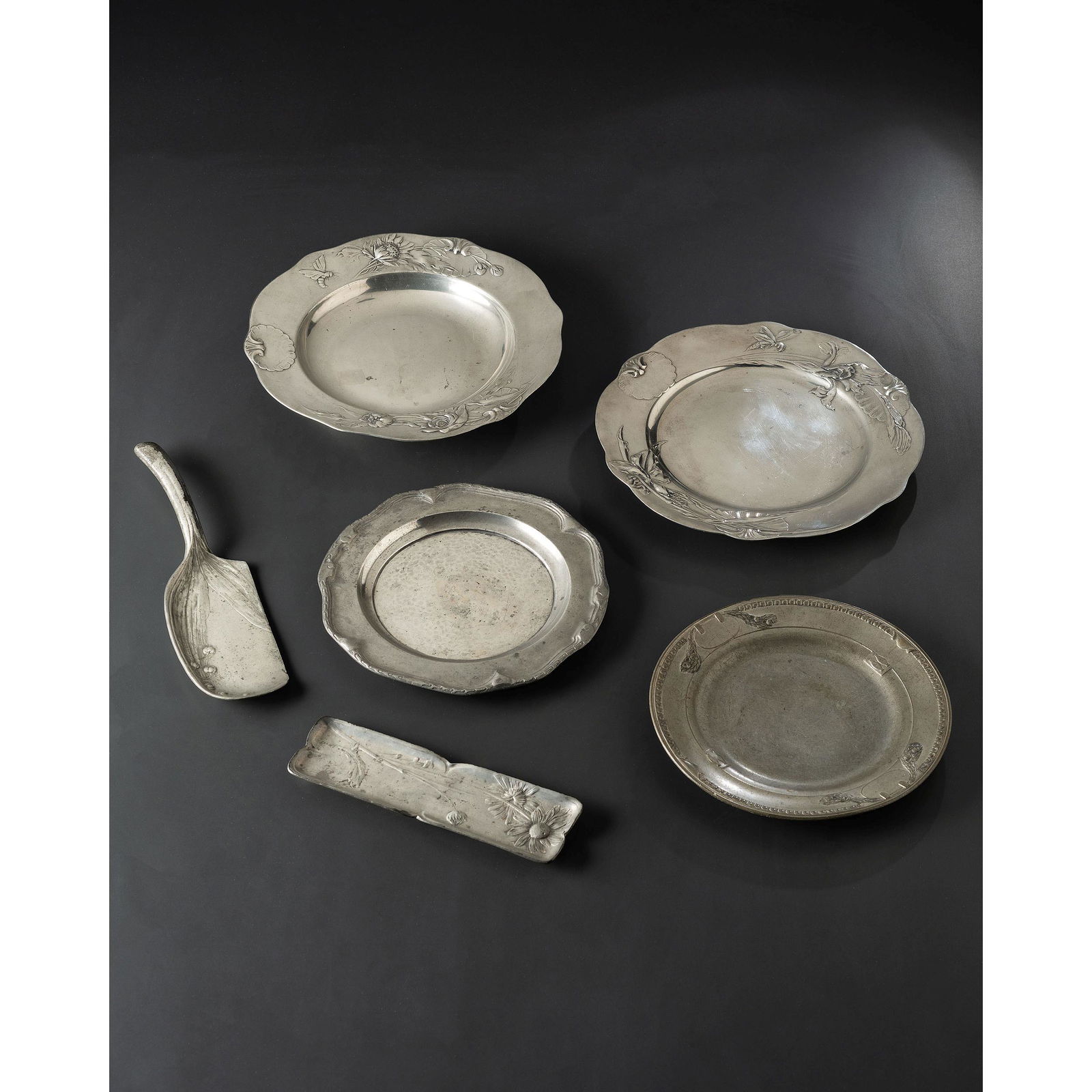Six Kayserzinn Jugendstil Pewter Wares (1 of 4)