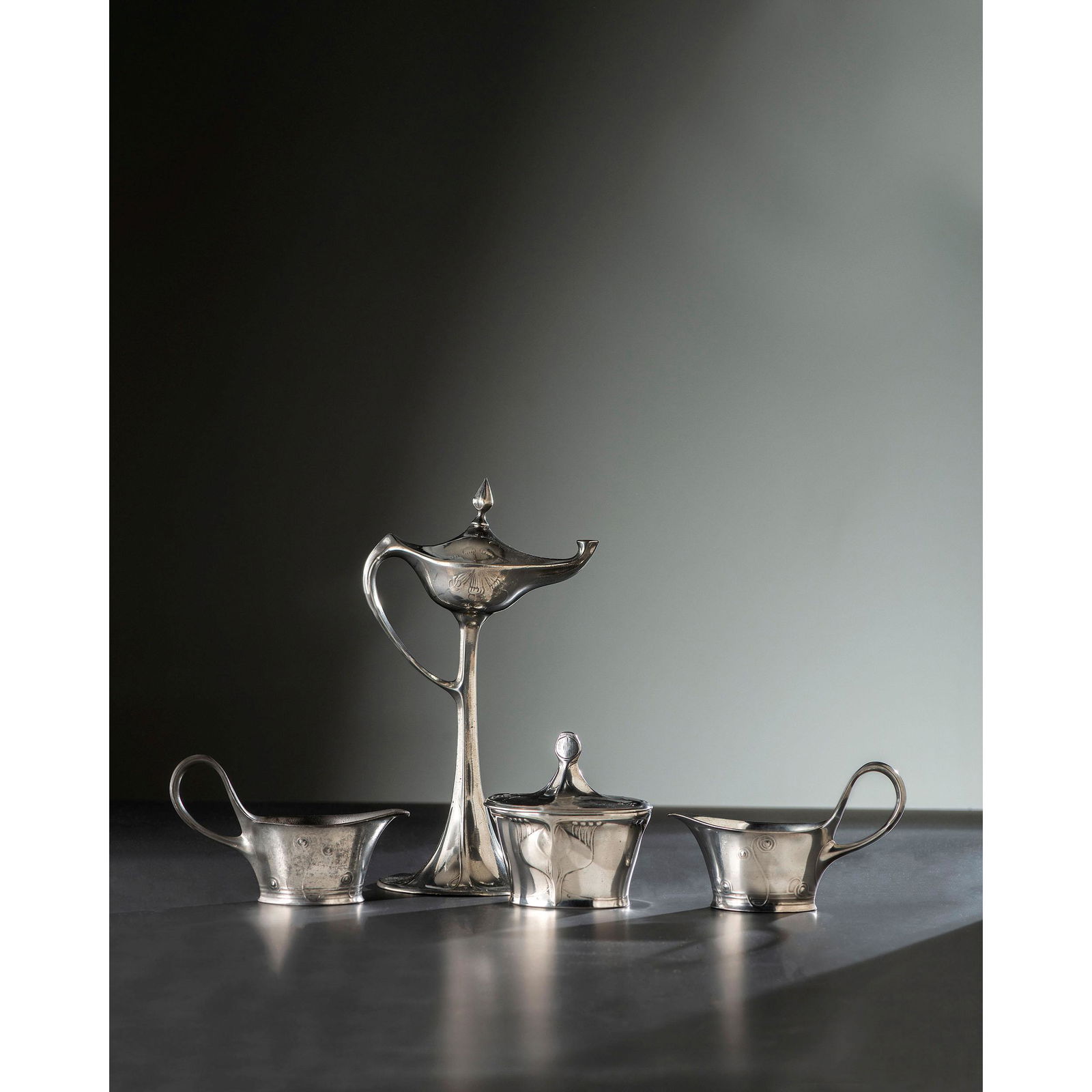 Four Kayserzinn Jugendstil Pewter Wares (1 of 3)