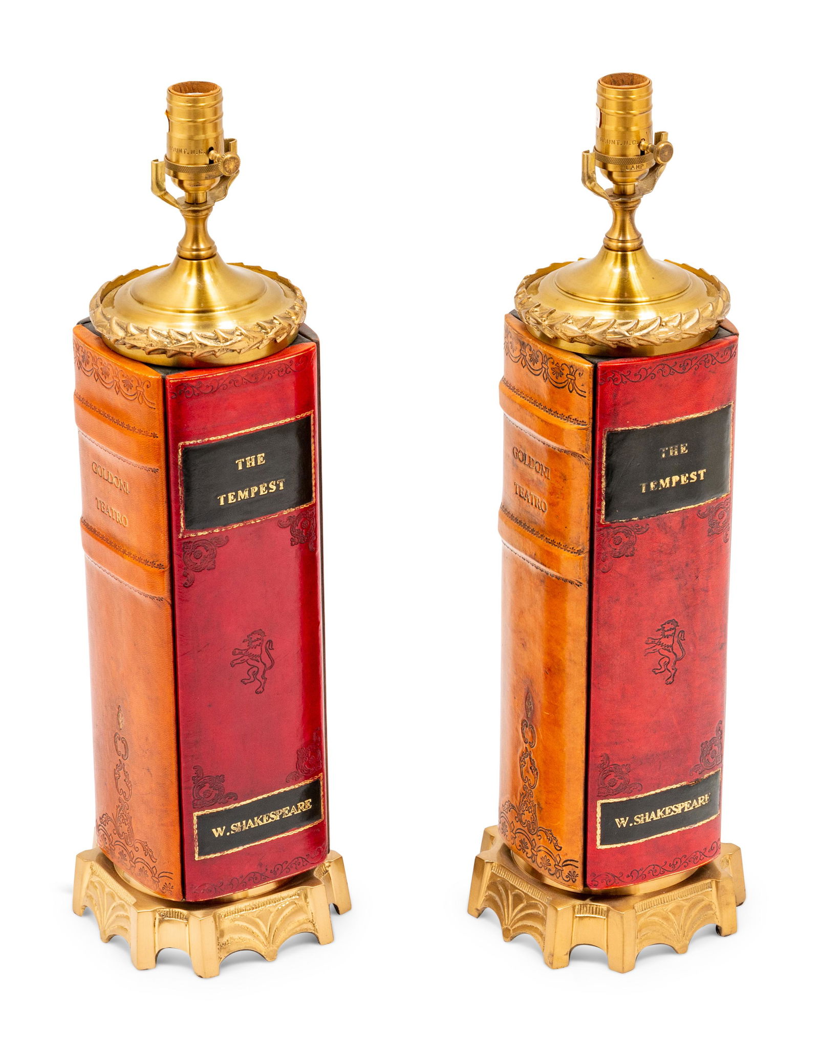 A Pair of Faux Leather Book Spine Table Lamps (1 of 2)