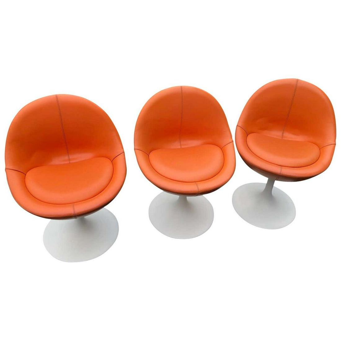 A Set of Three Modern Tulip-Form Leather Upholstered (1 of 1)