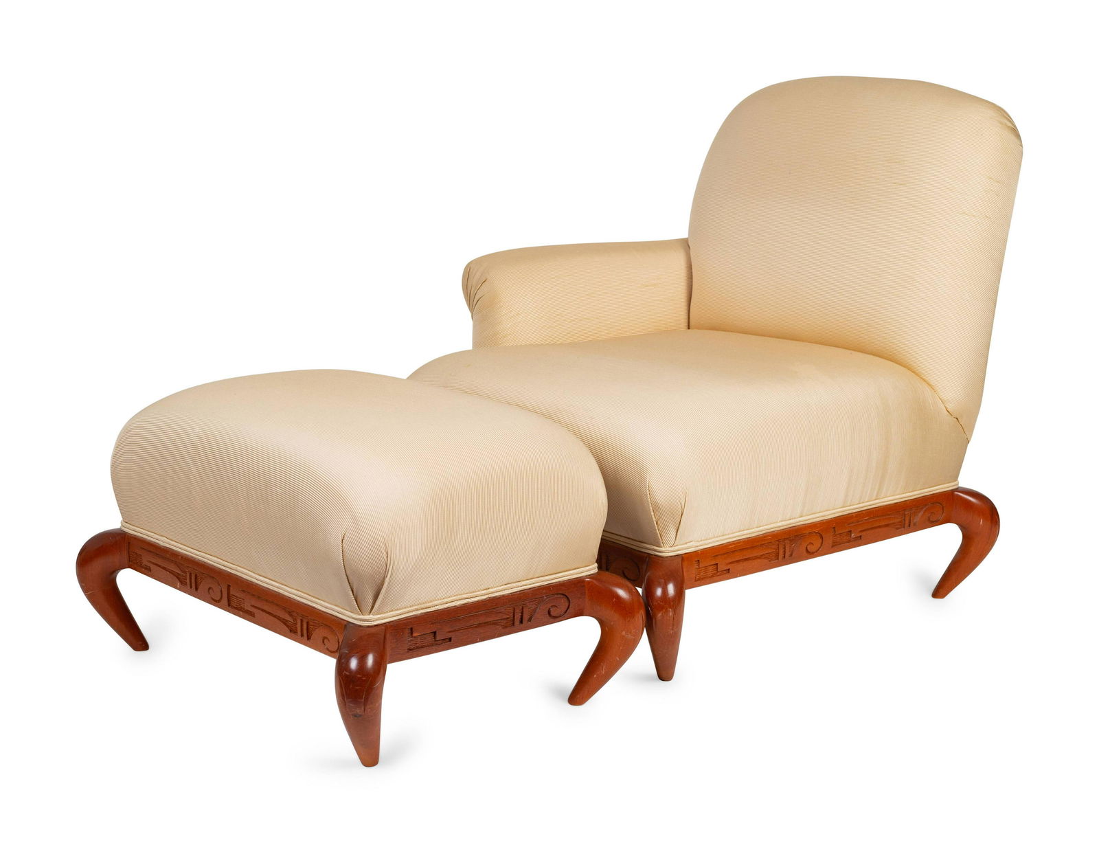 A Studio Craft Upholstered Chair and Ottoman (1 of 3)