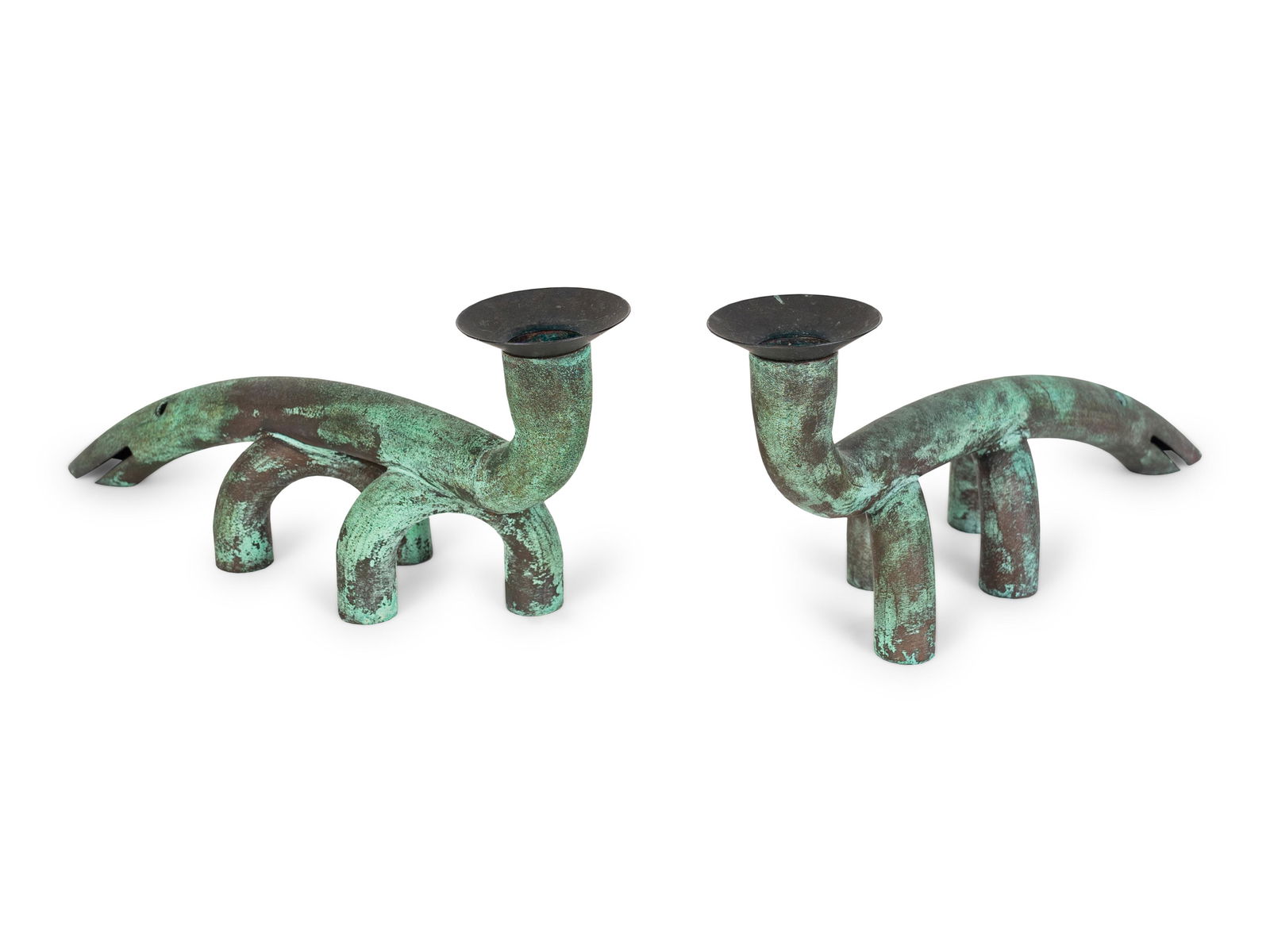 A Pair of Copper Craft Anteater Candlesticks by (1 of 2)