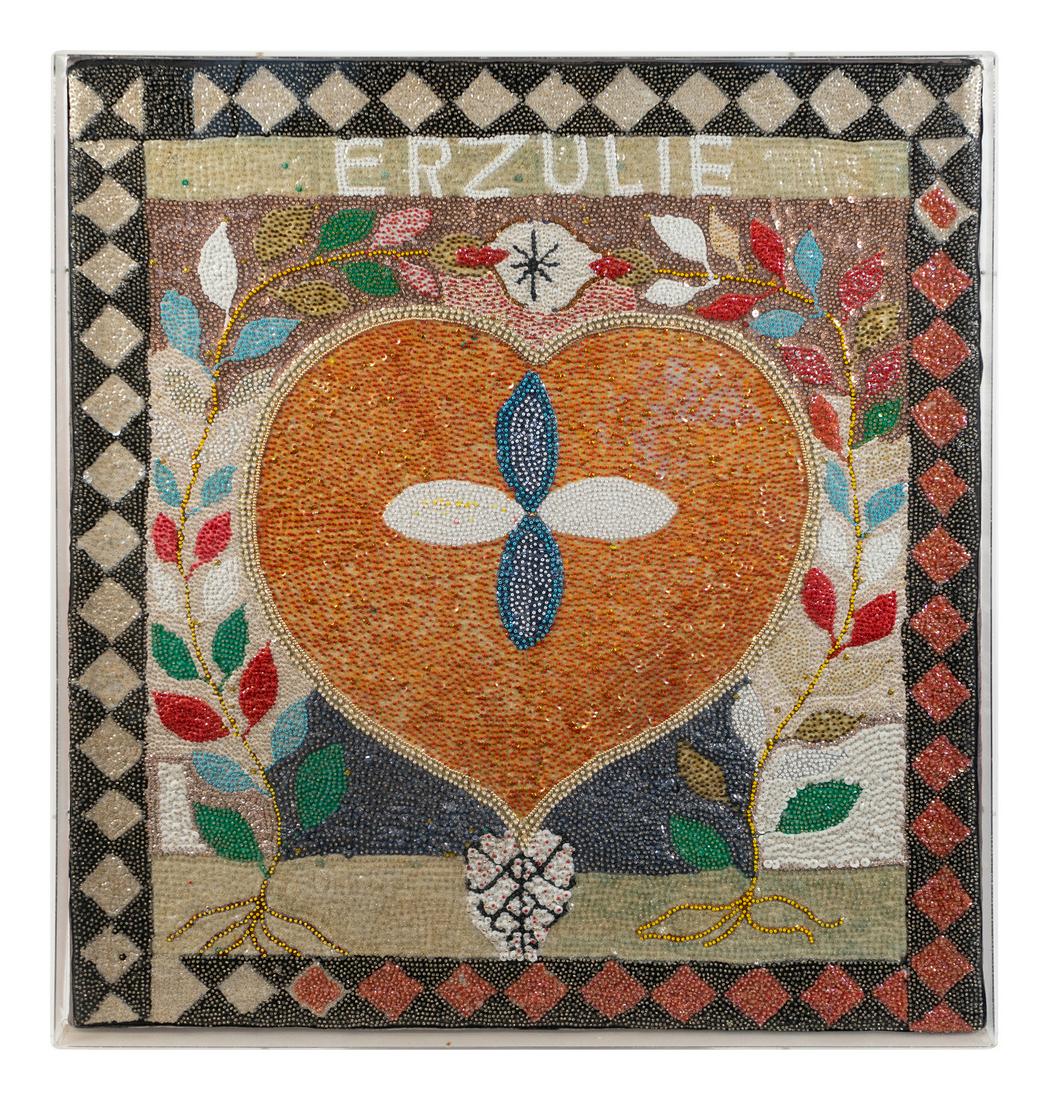 An Erzulie Beaded and Sequined Vodou Flag (1 of 1)