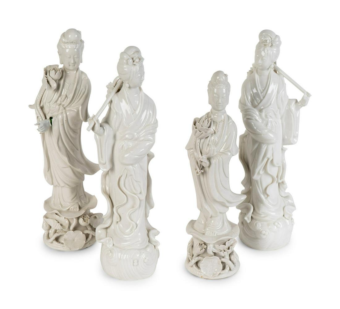 Four Chinese Blanc-de-Chine Porcelain Figures (1 of 1)