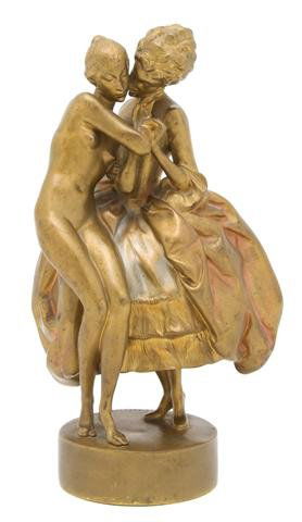 An Austrian Bronze Figural Group, Heinrich Karl Scholz : An Austrian Bronze Figural Group, Heinrich Karl Scholz (b. 1880), circa 1919, Lovers, cast as two embracing figures. Height 11 3/4 inches. Property from the John N. Stern Trust, Chicago, Illinois