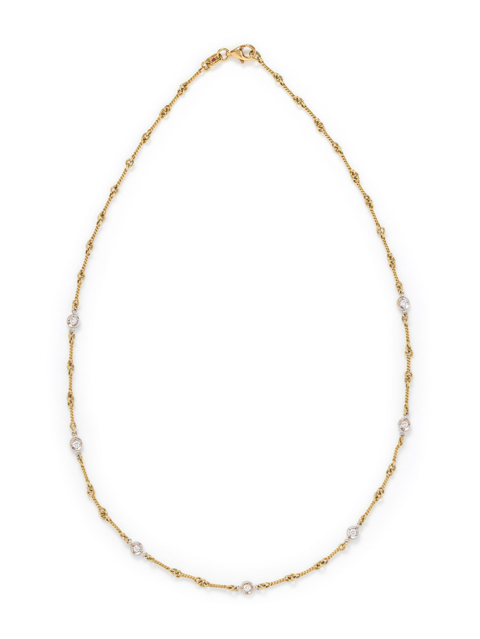 ROBERTO COIN, YELLOW GOLD AND DIAMOND 'DOGBONE CHAIN' (1 of 2)