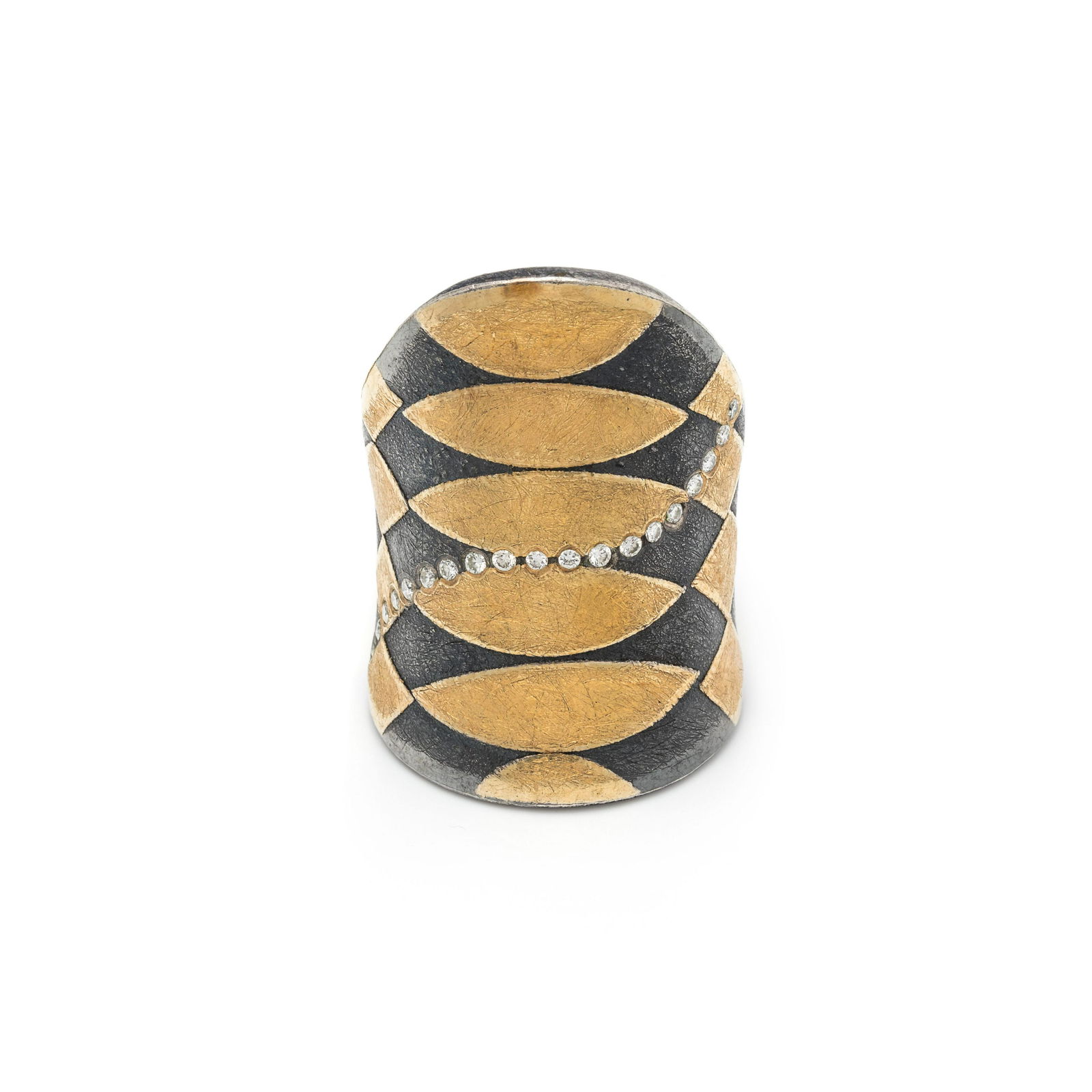 STERLING SILVER, YELLOW GOLD AND DIAMOND RING (1 of 3)