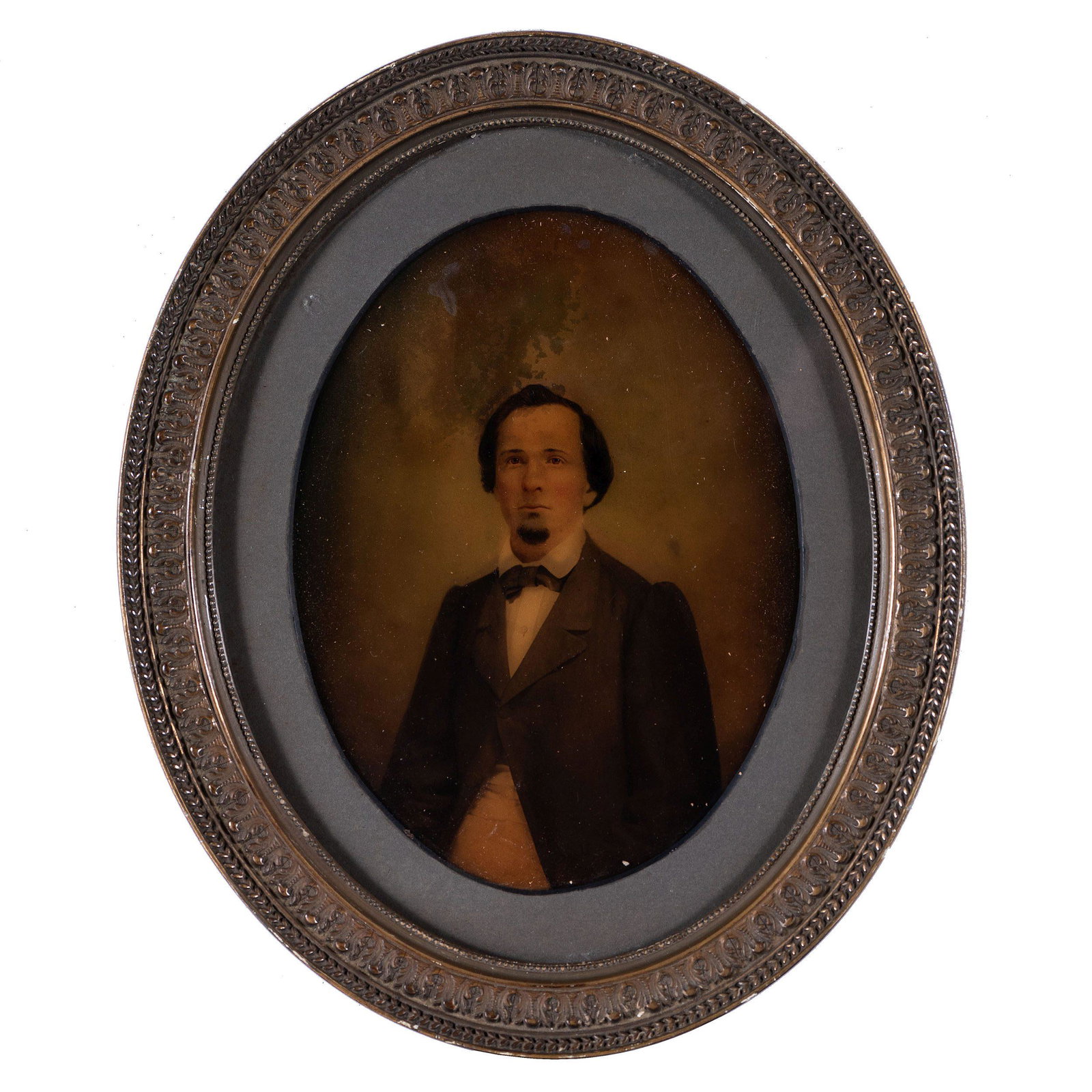 [EARLY PHOTOGRAPHY - PORTRAITURE]. A group of 11 framed: [EARLY PHOTOGRAPHY - PORTRAITURE]. A group of 11 framed portraits featuring male and female subjects highlighted by full plate tintype by Jacobs of New Orleans, including: Albumen portrait of an