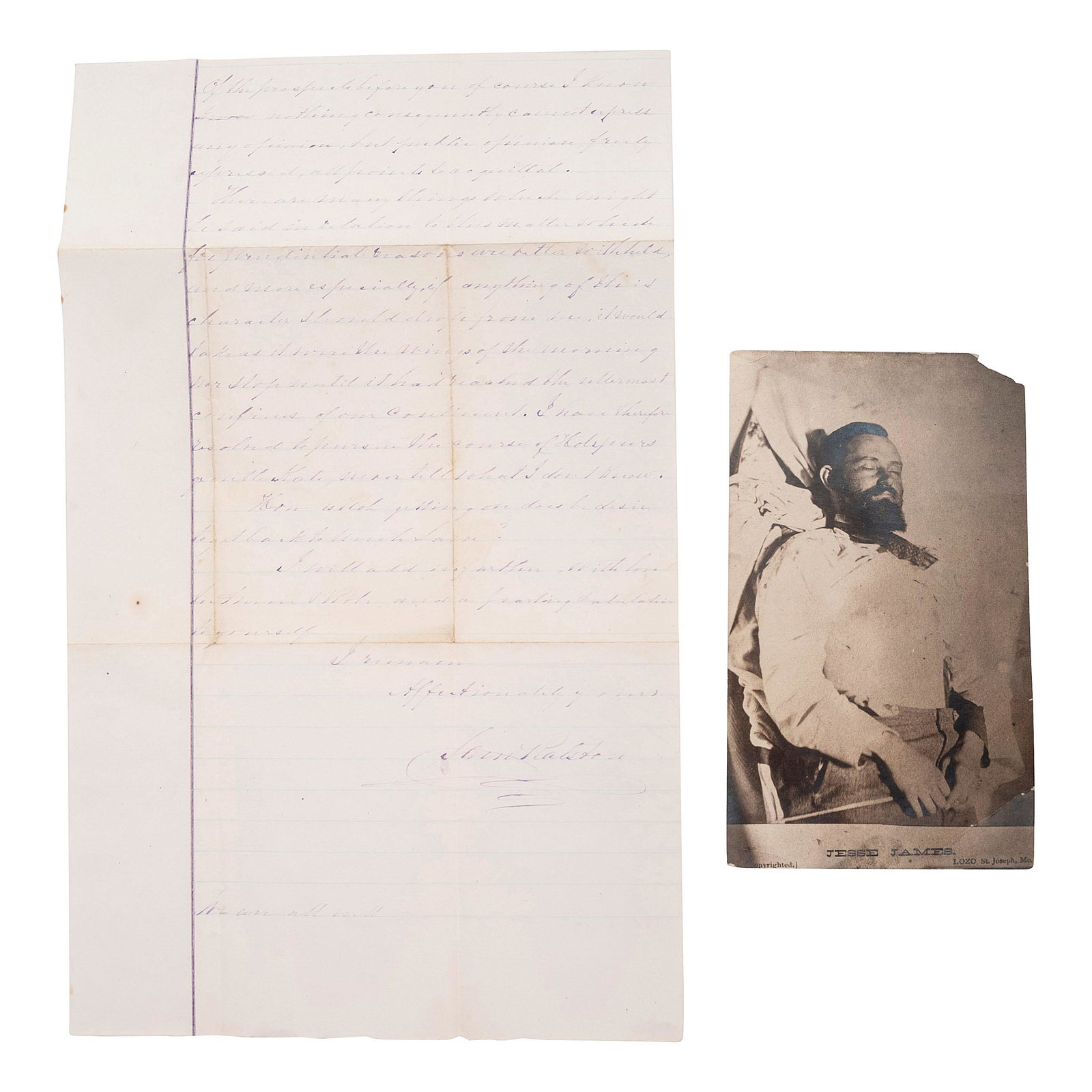 [OUTLAWS & LAWMEN]. RALSTON, Sam (1809-1899). Autograph (1 of 3)
