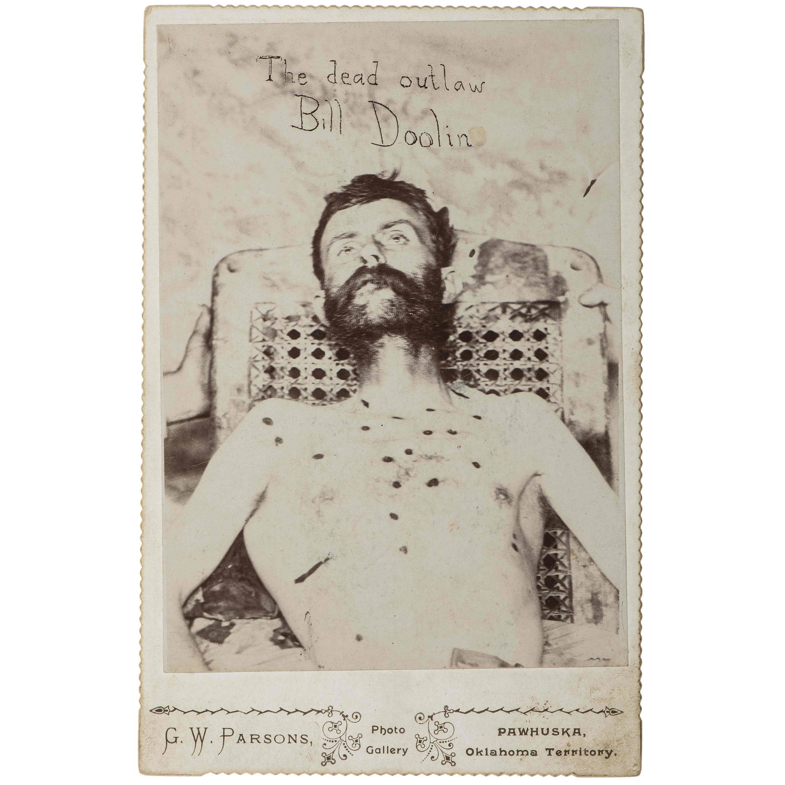 [OUTLAWS]. PARSONS, G.W., photographer. Cabinet card of (1 of 1)