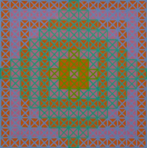 Richard Anuszkiewicz, (American, b. 1930), Squares in O: Richard Anuszkiewicz (American, b. 1930) Squares in Orange and Rose, 1962 watercolor 15 x 15 inches. Property from the Estate of Marjorie C. Barnett, M.D., Chicago, Illinois Museum of Modern Art, Ne