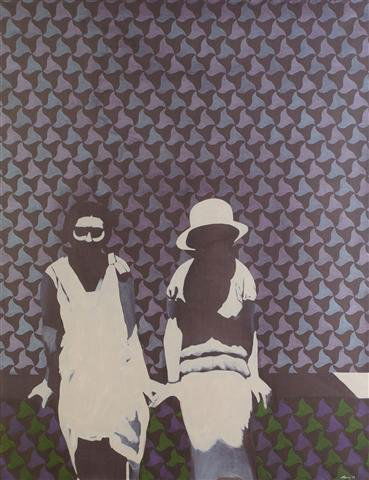 Robert Harvey, 20th century, Study of Two Figures in Bl: Robert Harvey 20th century Study of Two Figures in Black and White acrylic on canvas signed and dated Harvey 94 (lower right) 57 1/2 x 44 inches. Property from the Chernoff Estate, Bloomfield Hills,