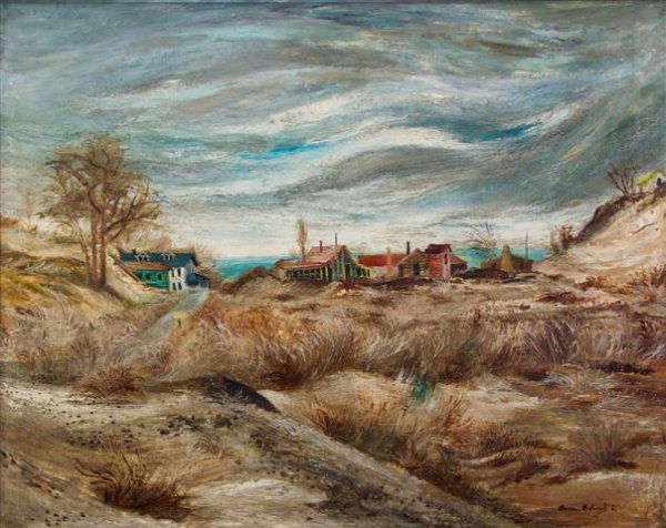 Aaron Bohrod, (American, 1907-1992), Road Through the D: Aaron Bohrod (American, 1907-1992) Road Through the Dunes oil on board signed and dated 40 (lower right) 23 1/2 x 29 1/2 inches