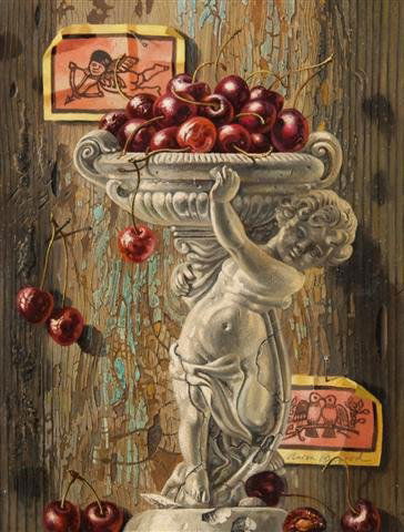 Aaron Bohrod, (American, 1907-1992), Cherubs and Cherri: Aaron Bohrod (American, 1907-1992) Cherubs and Cherries oil on canvas signed (lower right) 13 3/4 x 10 1/4 inches.