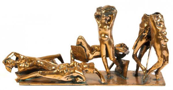 Abbott Pattison, (American, 1916-1999), Figural Group: Abbott Pattison (American, 1916-1999) Figural Group bronze inscribed Height 10 inches. Property from a Private Collection, Northbrook, Illinois