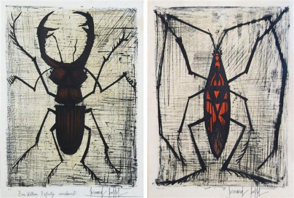 Bernard Buffet, (French, 1928-1999), A pair of works: Bernard Buffet (French, 1928-1999) A pair of works lithographs each signed Largest 25 1/2 x 18 1/2 inches. Property from the Estate of Norma Seidman, Lincolnwood, Illinois