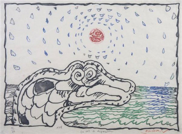 Pierre Alechinsky, (Belgian, b. 1927), En Voie Disparit: Pierre Alechinsky (Belgian, b. 1927) En Voie Disparition, 1978 etching and aquatint edition 16/60, signed (lower right) 23 x 31 inches.