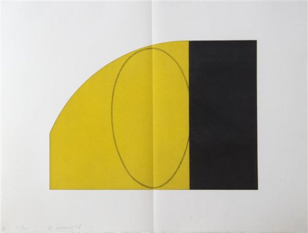 Robert Mangold, (American, b. 1937), B: Robert Mangold (American, b. 1937) B aquatint and color etching edition 21/30, signed (lower left) 14 1/2 x 19 3/4 inches.