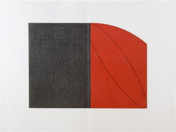 Robert Mangold, (American, b. 1937), L: Robert Mangold (American, b. 1937) L aquatint and soft ground etching edition 21/30, signed (lower left) 14 1/2 x 19 3/4 inches.