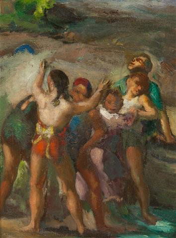 Jon Corbino, (American, 1905-1964), Rockport Beach: Jon Corbino (American, 1905-1964) Rockport Beach oil on canvas signed (lower right) 15 1/4 x 11 1/4 inches.