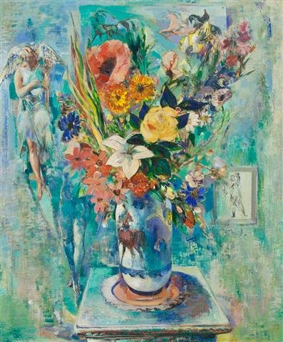 Jon Corbino, (American, 1905-1964), Still Life with Pop: Jon Corbino (American, 1905-1964) Still Life with Poppies oil on board signed (lower left) 30 x 24 inches.