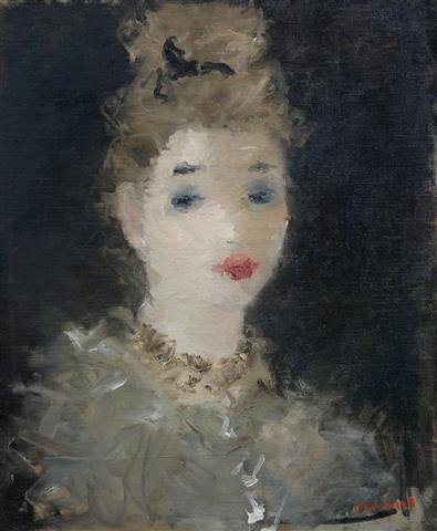 Dietz Edzard, (German, 1893-1963), Portrait of a French: Dietz Edzard (German, 1893-1963) Portrait of a French Lady oil on canvas signed (lower right) 18 1/2 x 15 inches. Property from the Chernoff Estate, Bloomfield Hills, Michigan