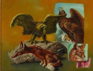 Aaron Bohrod, (American, 1907-1992), Eagle and Fox: Aaron Bohrod (American, 1907-1992) Eagle and Fox oil on gessoed panel signed "Aaron Bohrod" (lower right) 8 x 10 inches. Exhibited: Harmon-Meek Gallery, Florida. Hunter Museum of Art, Tennessee. Rahr-