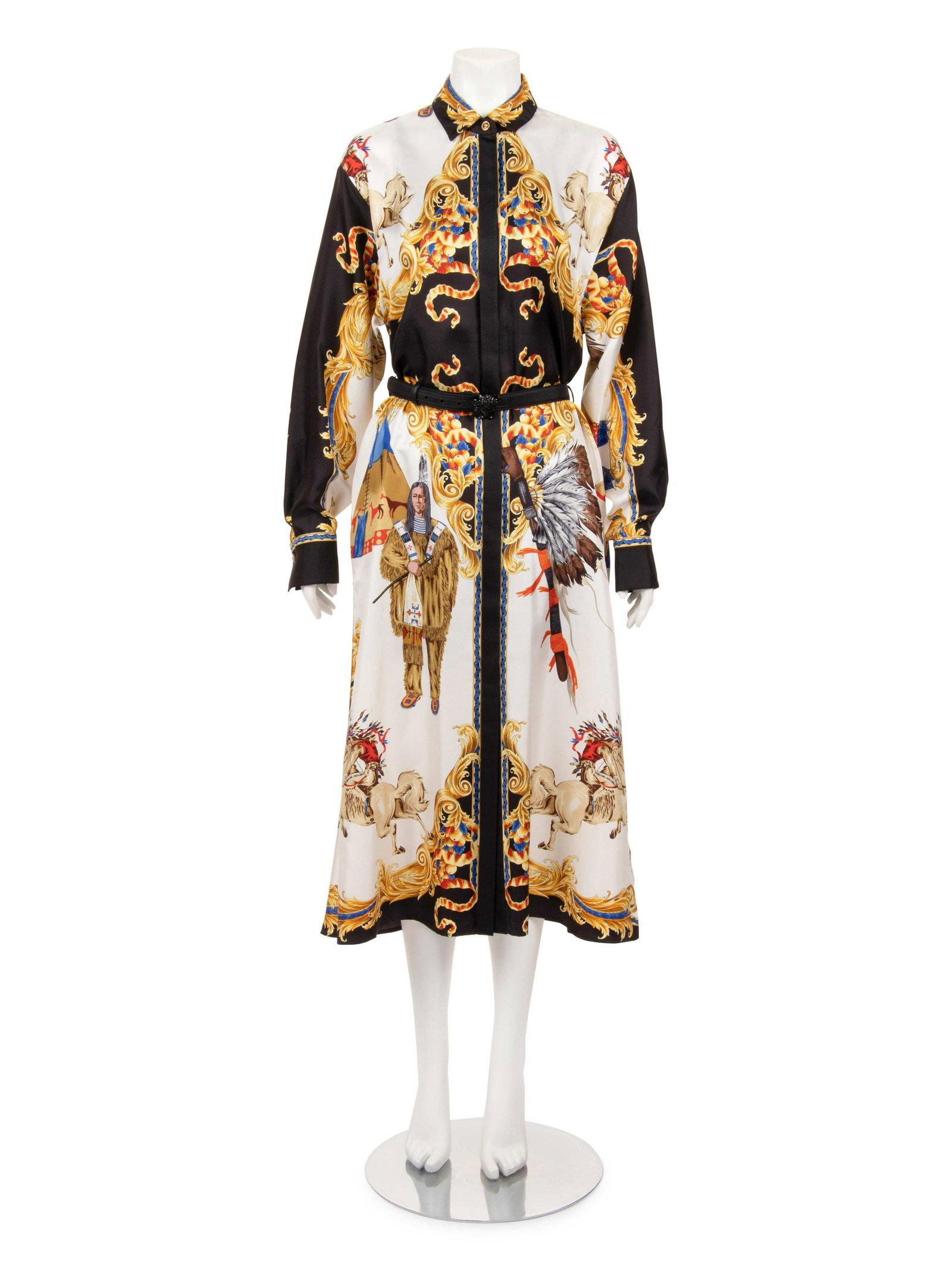 Versace Tribute "Native Americans" Silk Print Shirt (1 of 6)