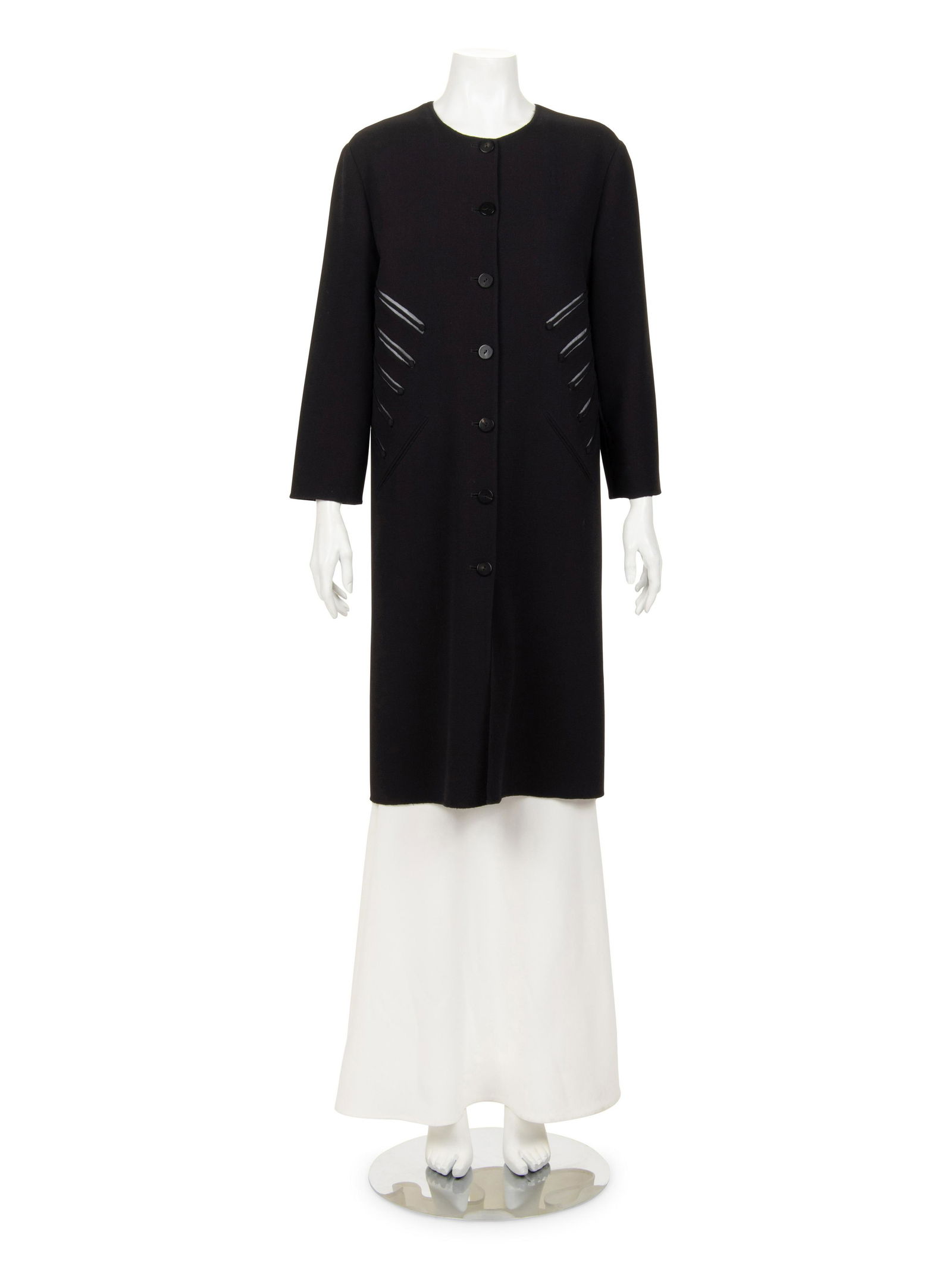 Ralph Rucci Wool Crepe Coat with Knotted Piping Detail (1 of 6)