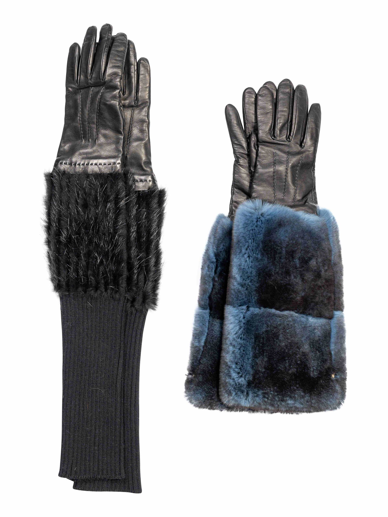 Two Pairs of Designer Fur Trimmed Gloves: One Prada, (1 of 3)