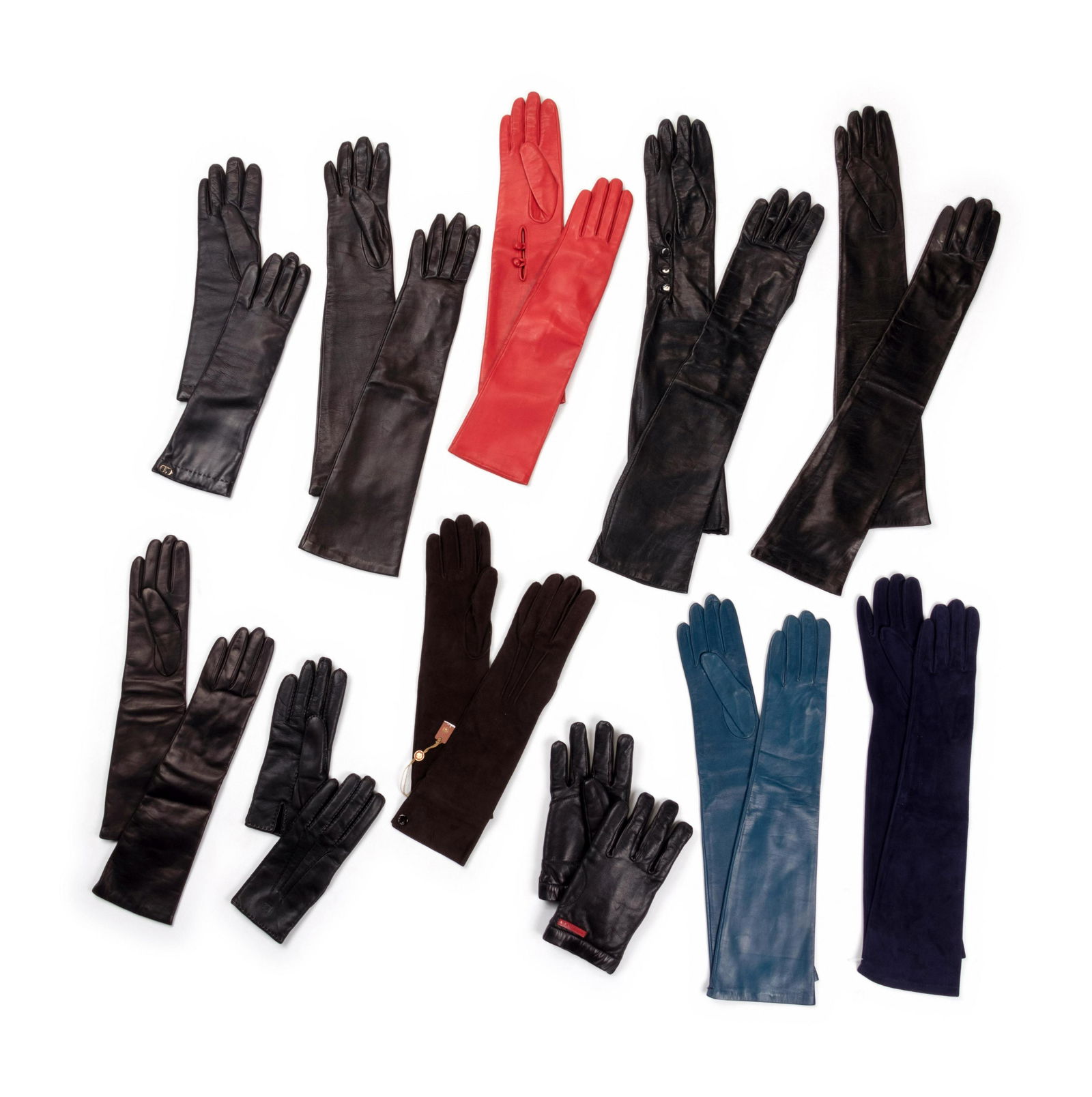 Eleven Pairs of Leather Gloves Including J. Mendel, (1 of 2)