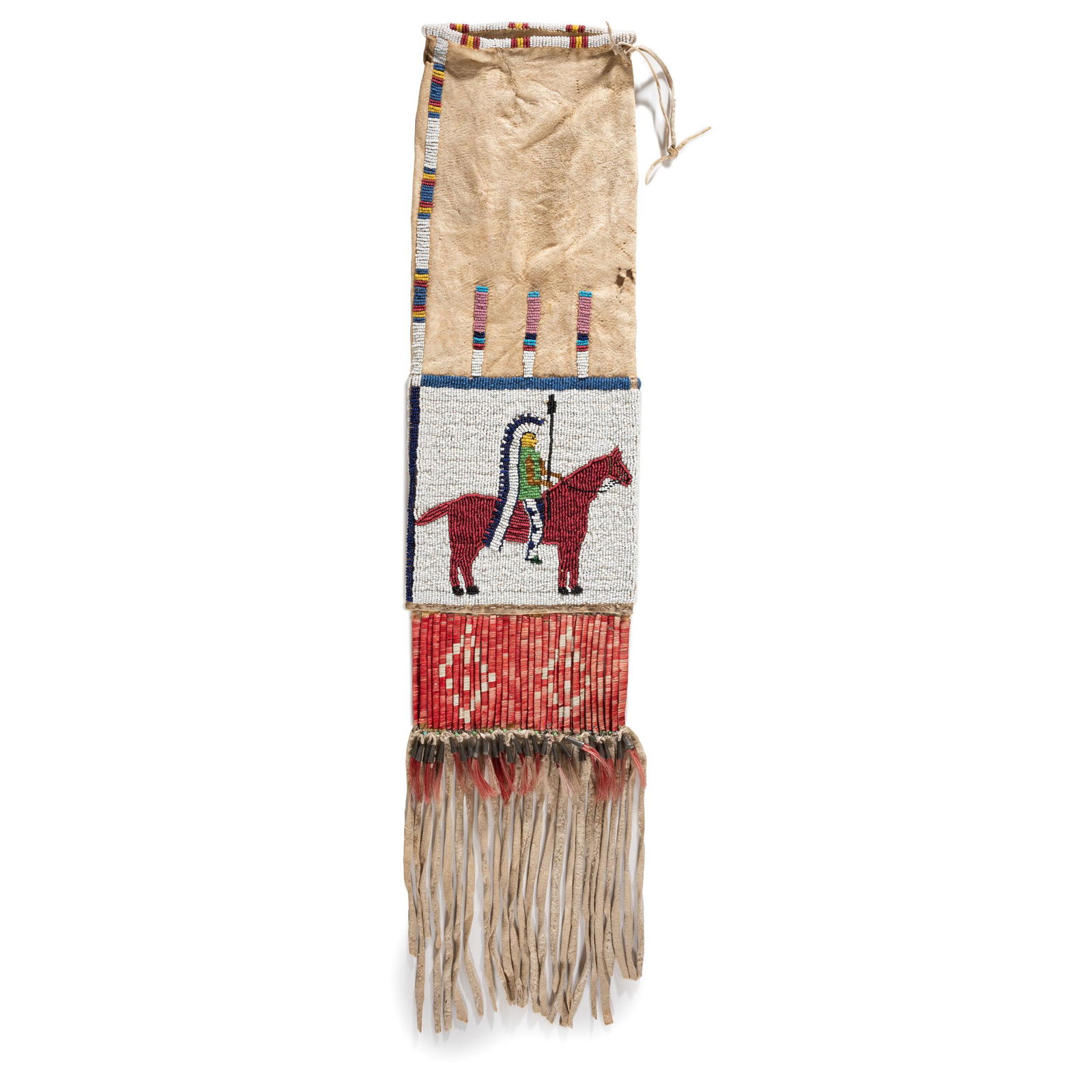 Sioux Beaded Hide Tobacco Bag, Pictorial (1 of 4)
