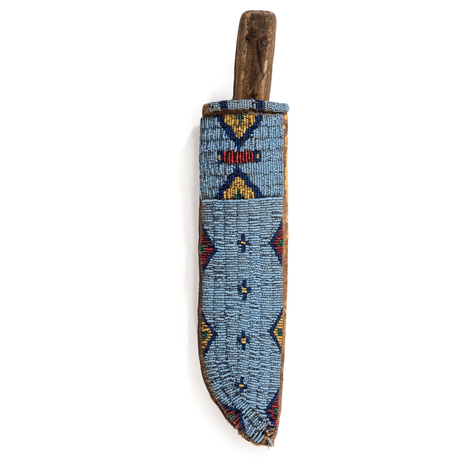 Sioux Beaded Hide Knife Sheath, with Knife (1 of 3)
