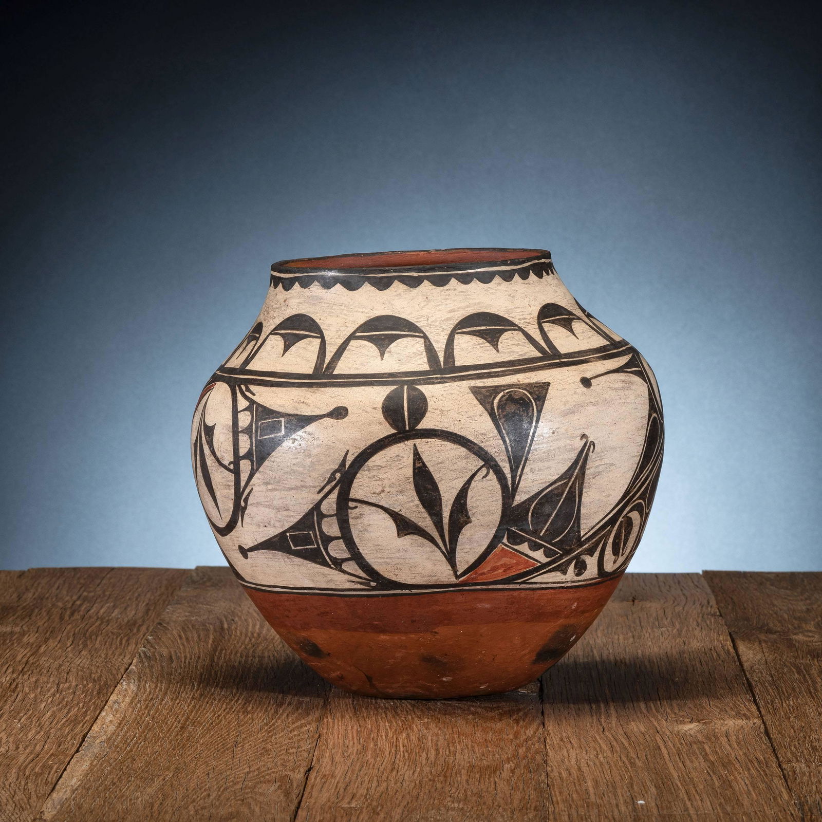 Zia Polychrome Pottery Jar, with Trios Design (1 of 5)