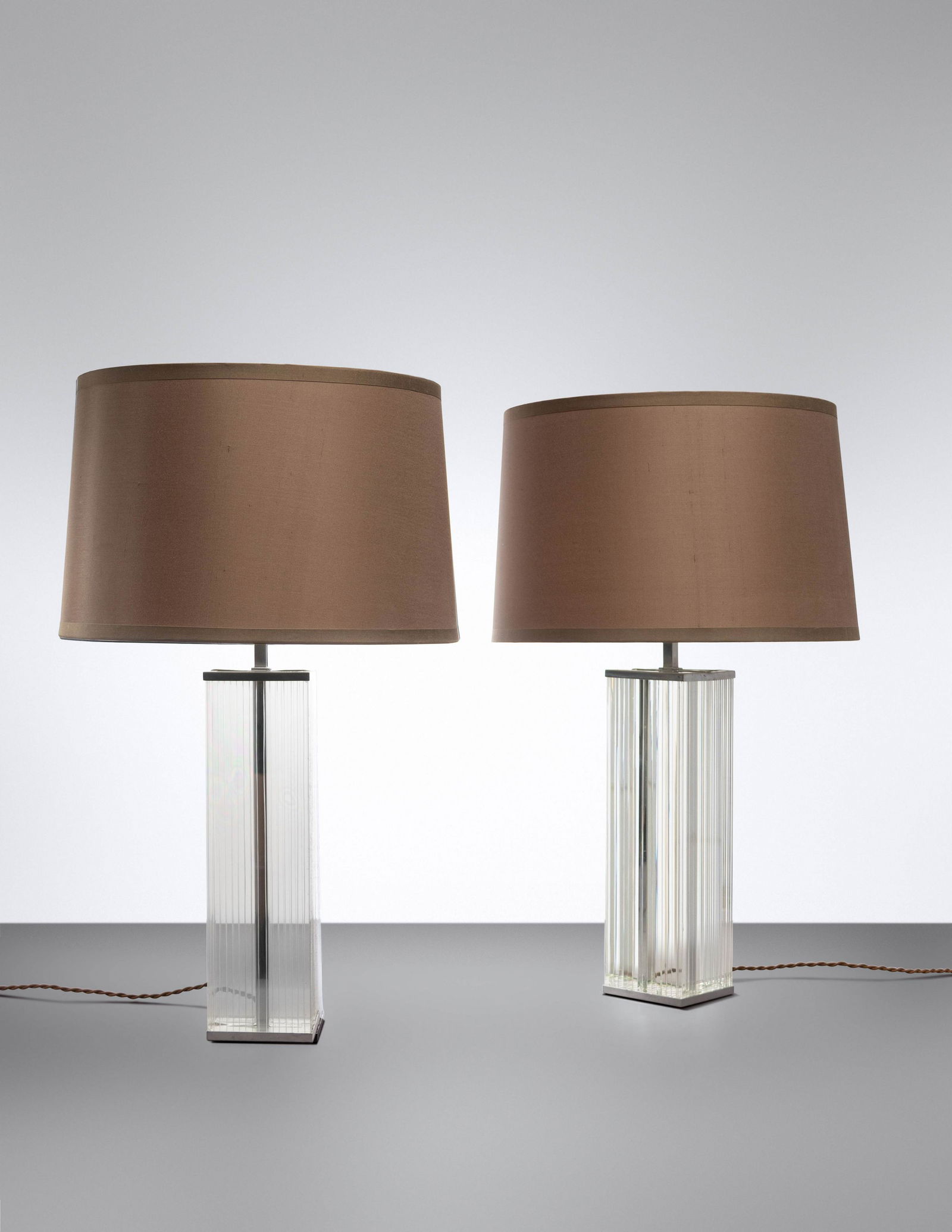 A Pair of Glass and Chromed Steel Table Lamps in the (1 of 3)