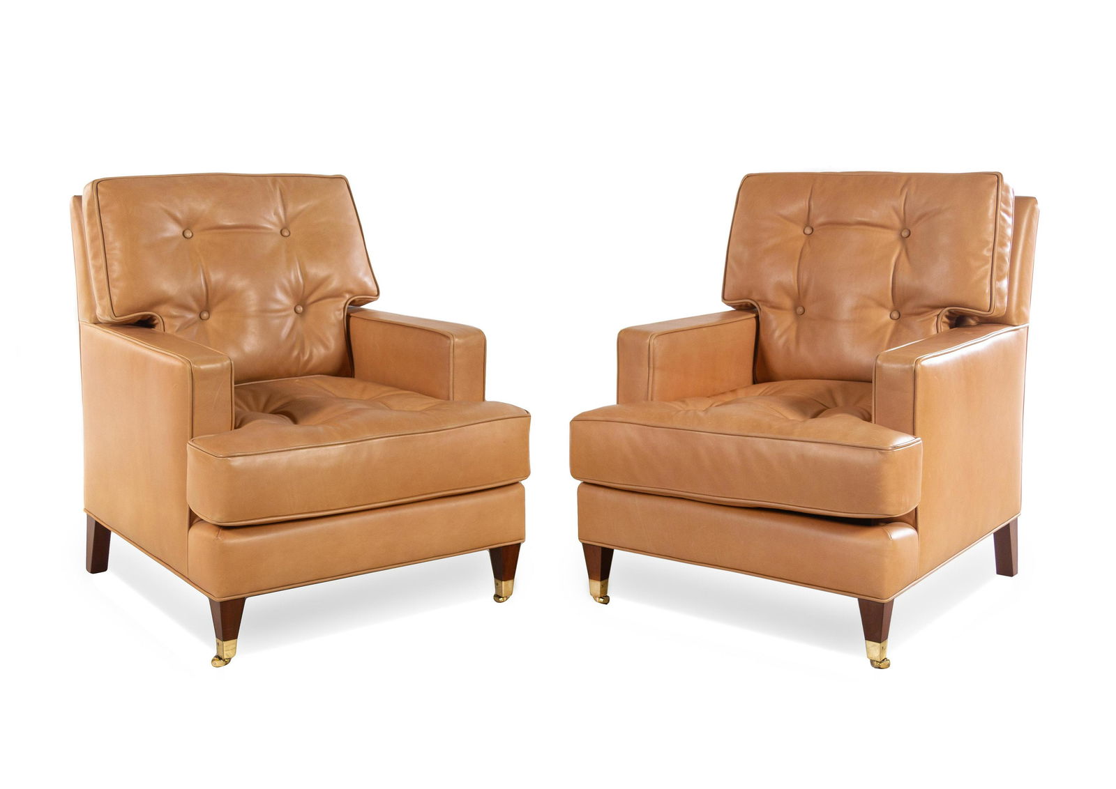 A Pair of Custom Leather-Upholstered Lounge Chairs (1 of 2)