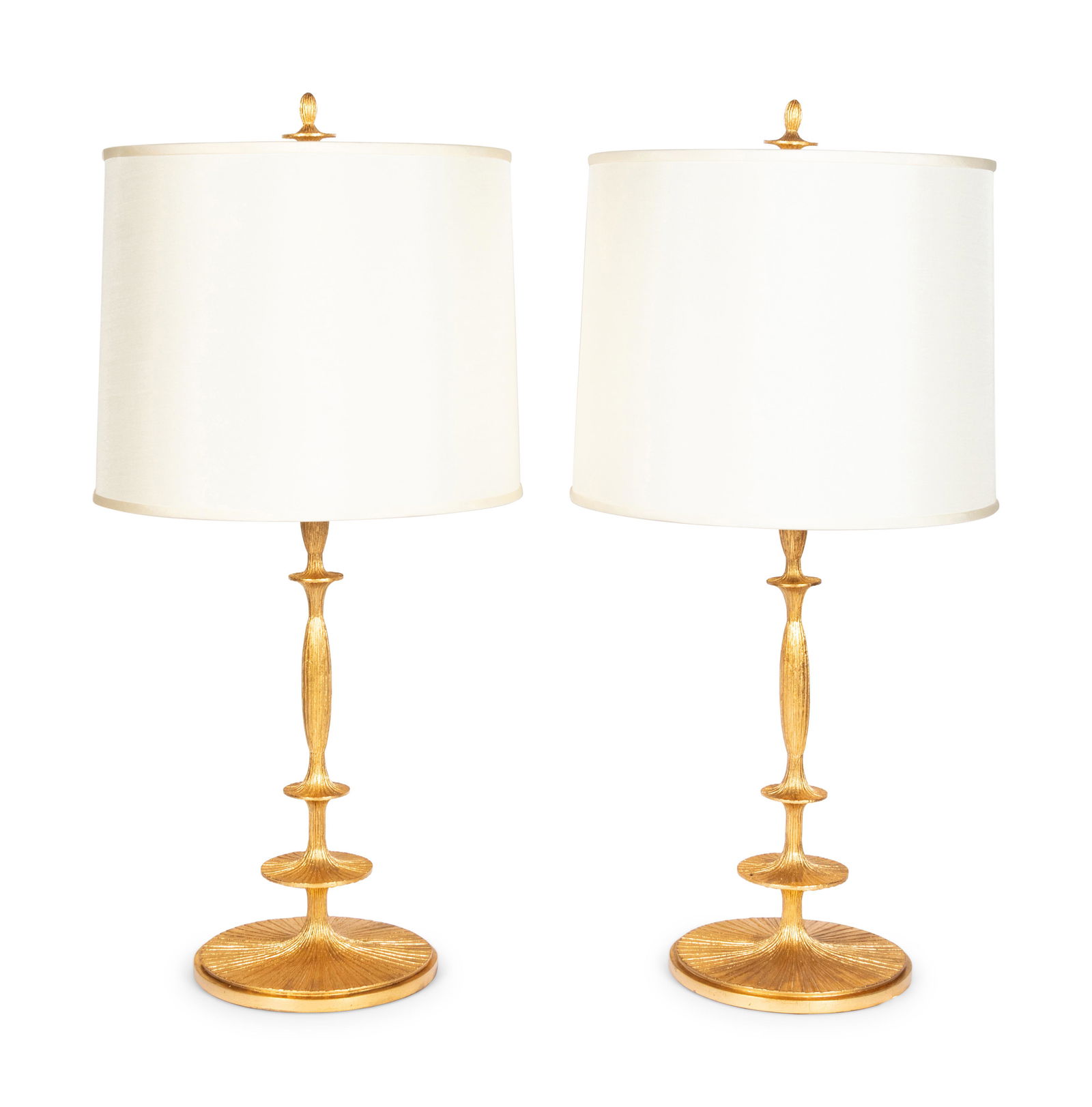 A Pair of Gilt Resin Table Lamps with Shades (1 of 4)