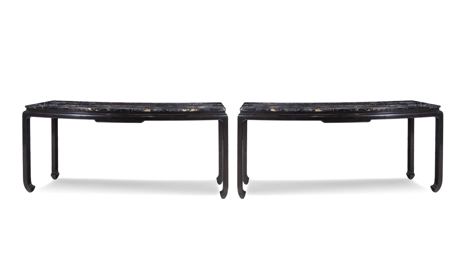 A Pair of Ebonized Marble-Top Console Tables (1 of 3)